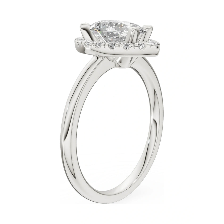 14K white gold GREMARI Seven Aura ring with 1.00 ct pear-cut natural diamond