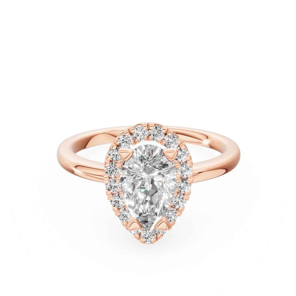 Rose Gold 14K (585) Engagement Ring - Gremari Seven Aura with 1,00ct Diamond, Pear Cut