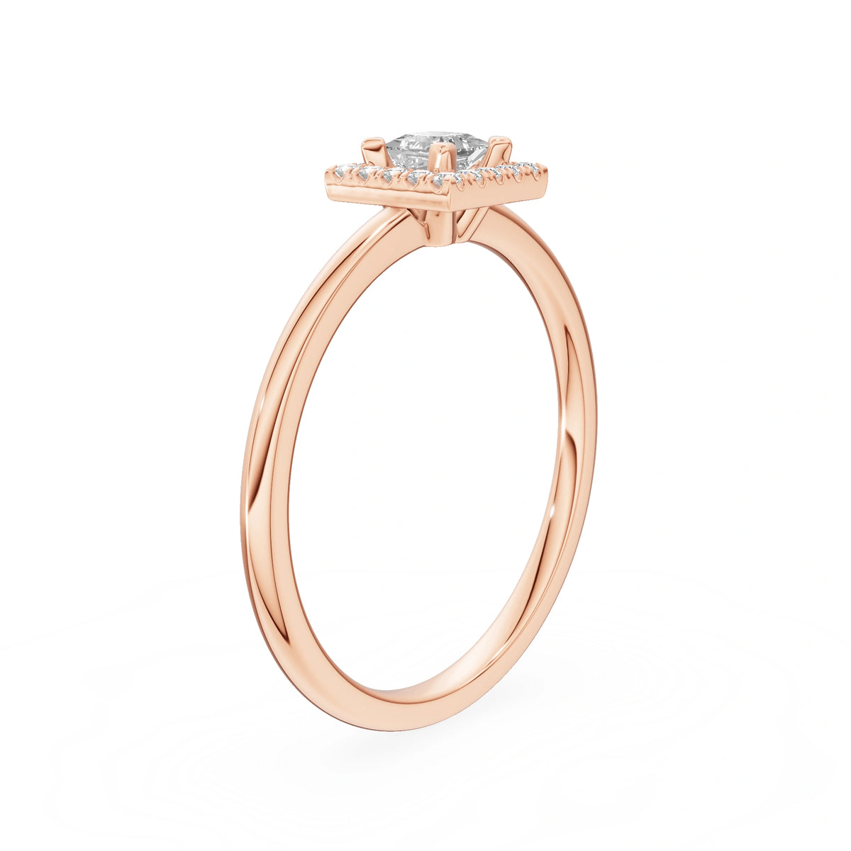 Rose Gold 14K (585) Engagement Ring - Gremari Seven Aura with 0,15ct Lab Grown Diamond, Princess Cut