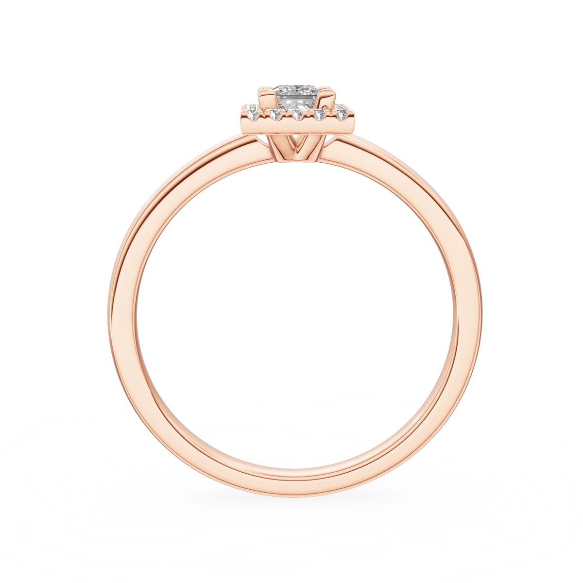 Rose Gold 14K (585) Engagement Ring - Gremari Seven Aura with 0,15ct Lab Grown Diamond, Princess Cut