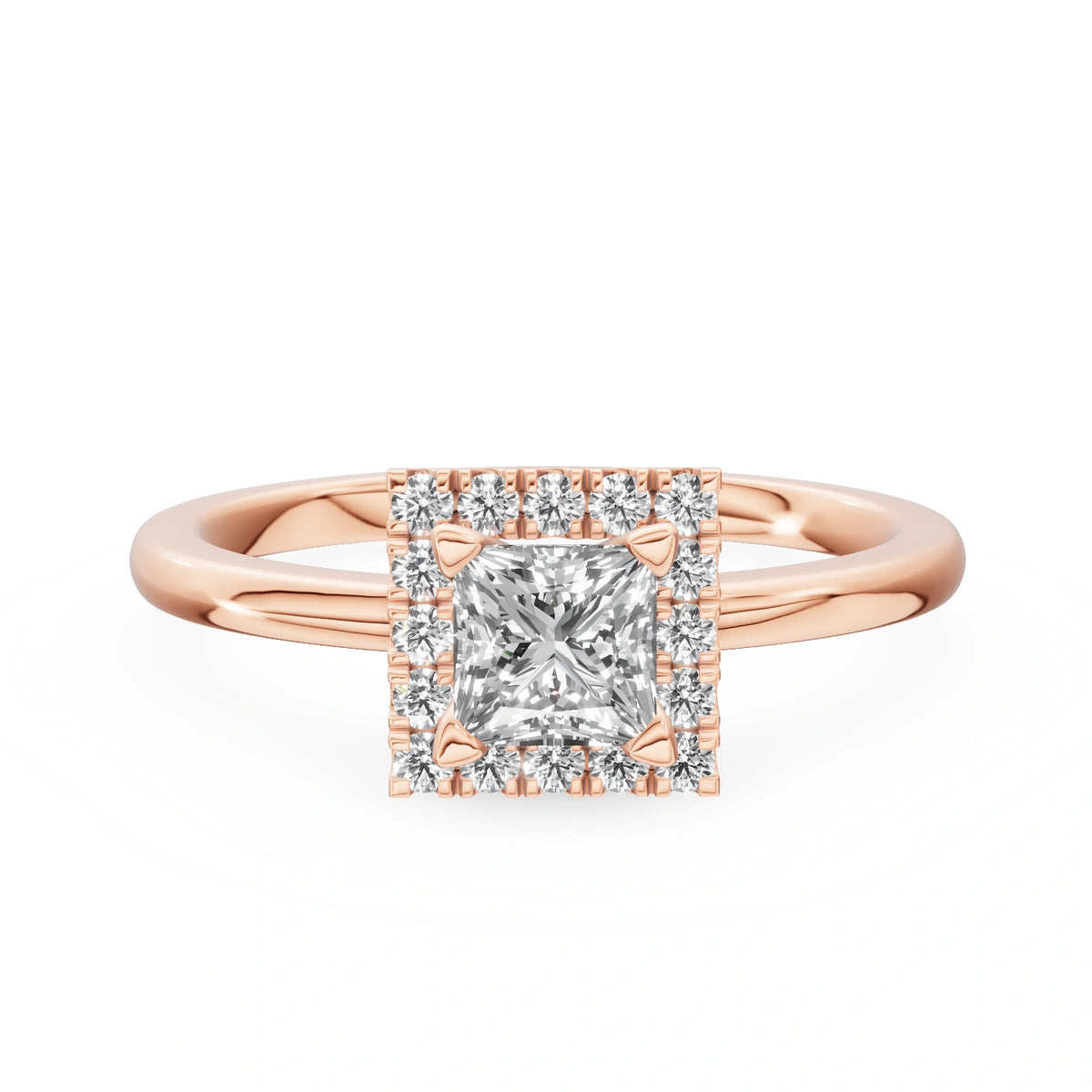 Rose Gold 14K (585) Engagement Ring - Gremari Seven Aura with 0,50ct Lab Grown Diamond, Princess Cut