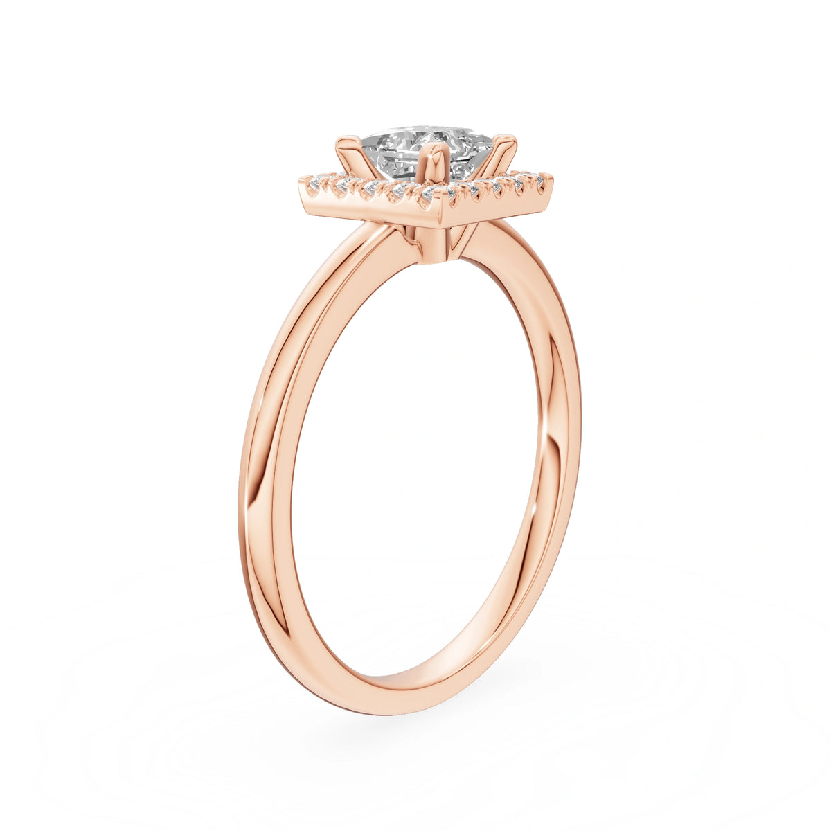 Rose Gold 14K (585) Engagement Ring - Gremari Seven Aura with 0,50ct Lab Grown Diamond, Princess Cut