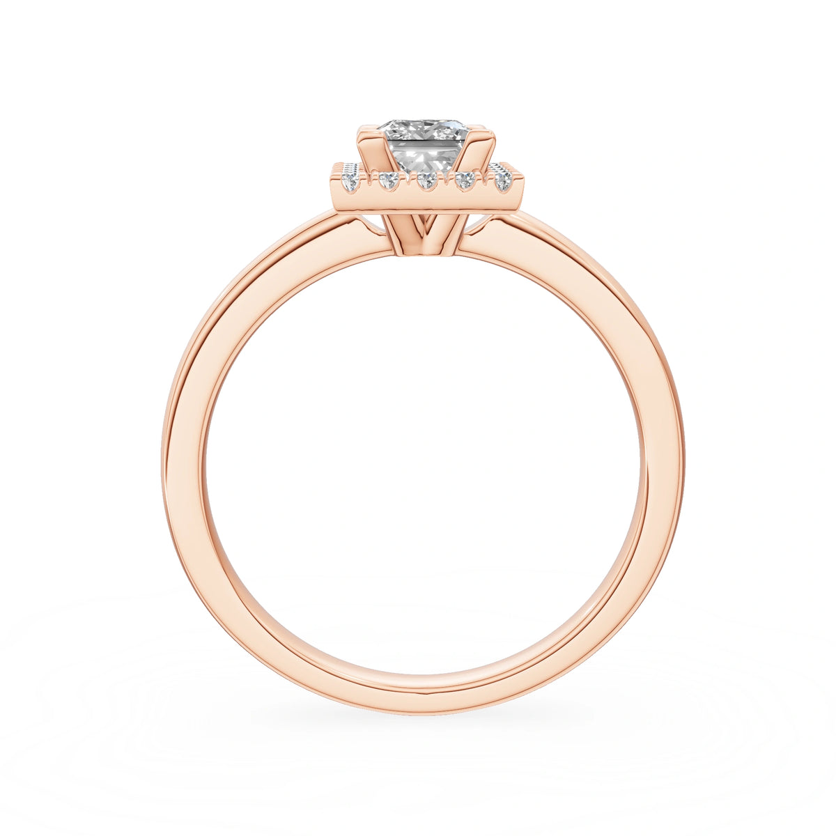 Rose Gold 14K (585) Engagement Ring - Gremari Seven Aura with 0,50ct Lab Grown Diamond, Princess Cut