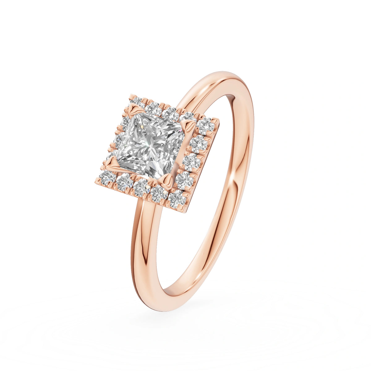 Rose Gold 14K (585) Engagement Ring - Gremari Seven Aura with 0,50ct Lab Grown Diamond, Princess Cut