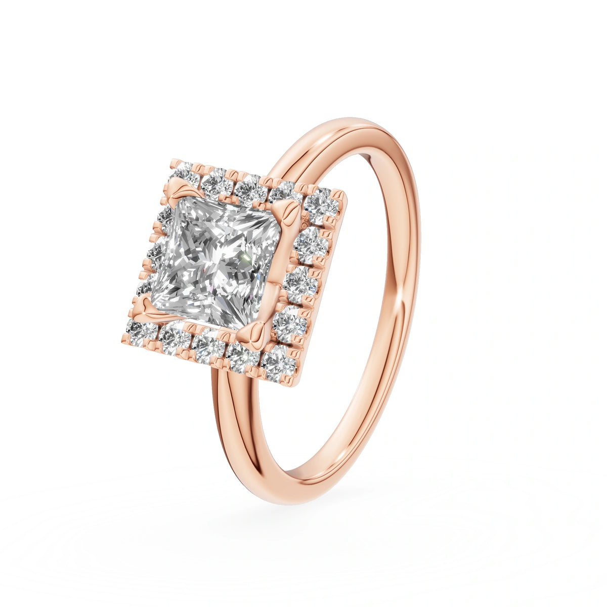 Gremari Seven Aura Verlobungsring aus Roségold mit 1,00 ct Labordiamant – Princess