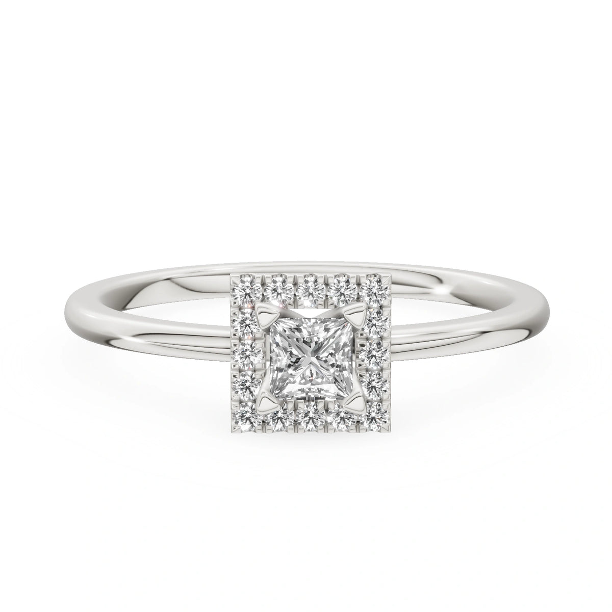 Gremari Seven Aura Verlobungsring aus Weißgold mit 0,15 ct Labordiamant – Princess