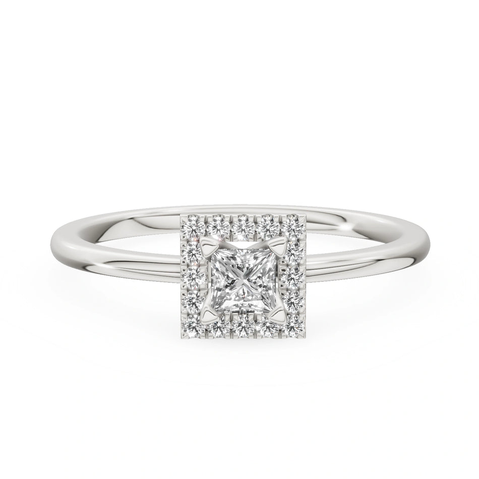 Gremari Seven Aura zásnubní prsten z bílého zlata s 0,15 ct lab-grown diamantem – Princess