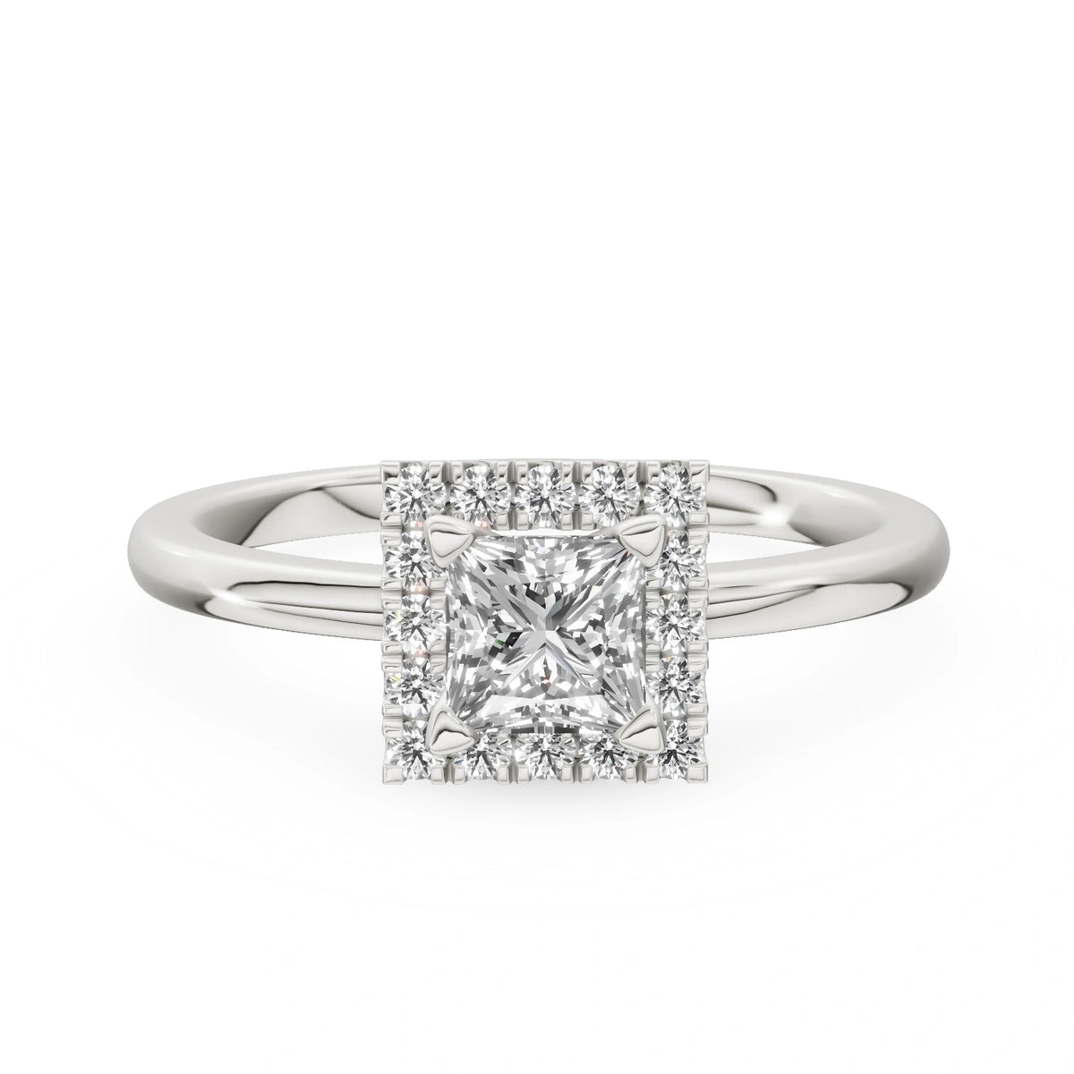 Bague de fiançailles en or blanc 14K (585) - Gremari Seven Aura avec diamant cultivé en laboratoire 0,50 ct, taille princesse