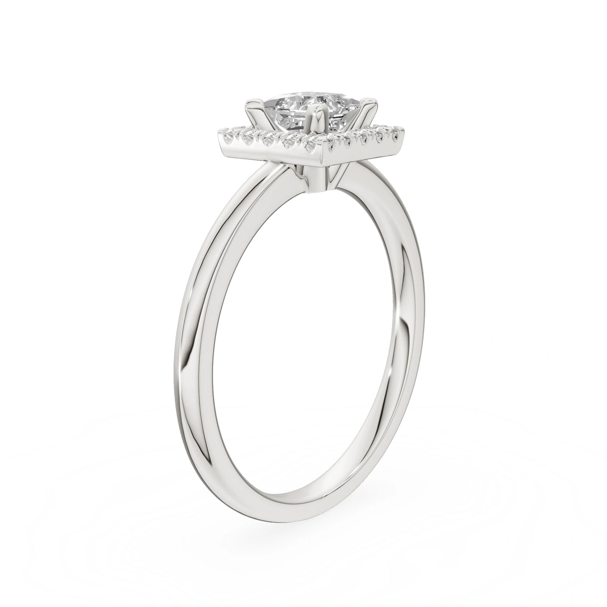 Bague de fiançailles en or blanc 14K (585) - Gremari Seven Aura avec diamant cultivé en laboratoire 0,50 ct, taille princesse