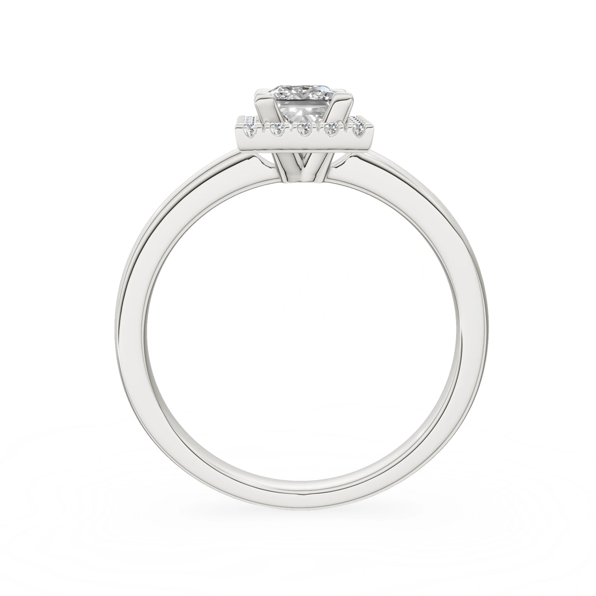 Bague de fiançailles en or blanc 14K (585) - Gremari Seven Aura avec diamant cultivé en laboratoire 0,50 ct, taille princesse