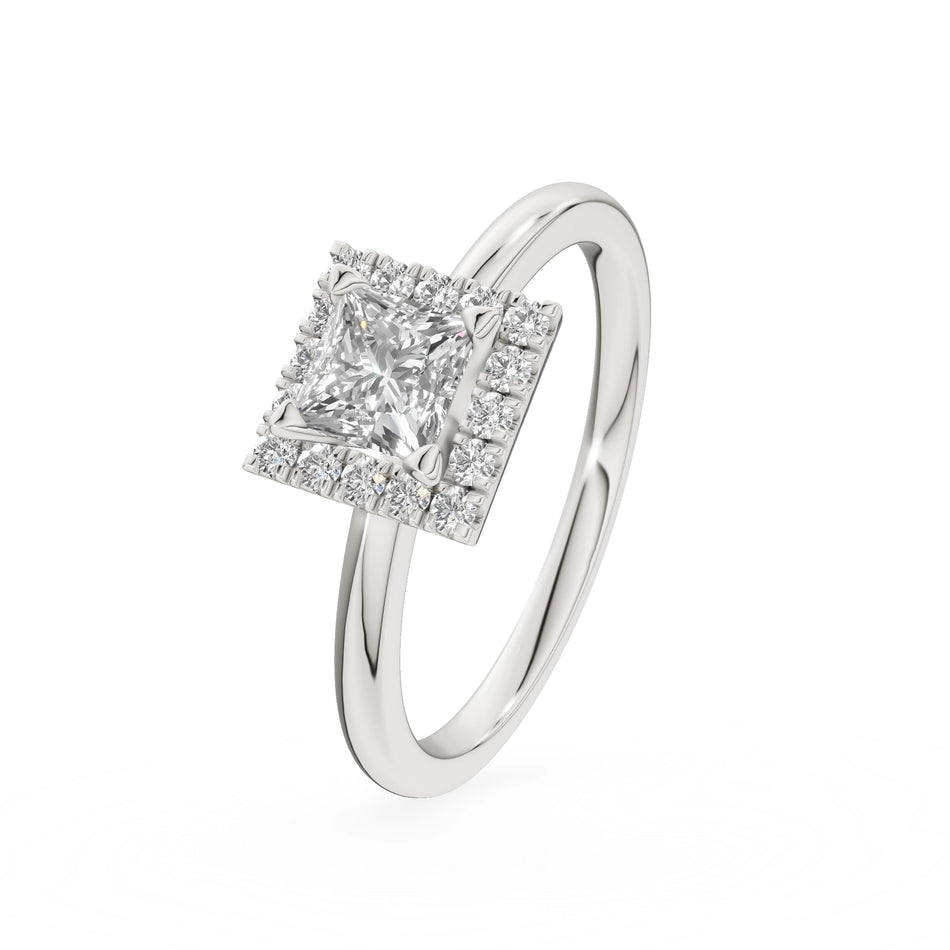 Gremari Seven Aura zásnubní prsten z bílého zlata s 0,50 ct lab-grown diamantem – Princess