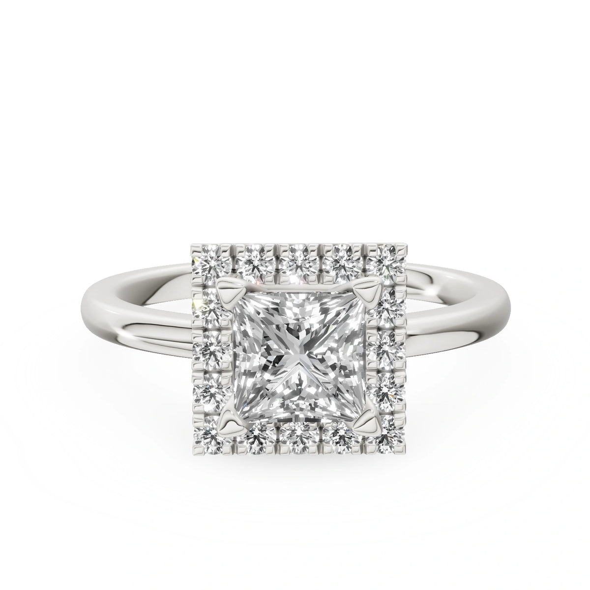 Bague de fiançailles en or blanc 14K (585) - Gremari Seven Aura avec diamant cultivé en laboratoire 1,00 ct, taille princesse