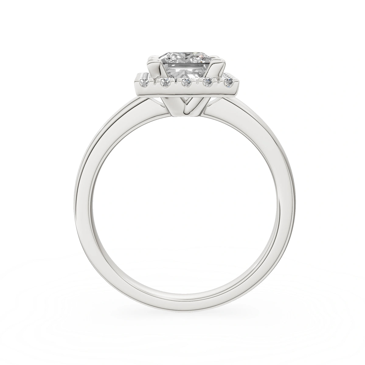 Bague de fiançailles en or blanc 14K (585) - Gremari Seven Aura avec diamant cultivé en laboratoire 1,00 ct, taille princesse