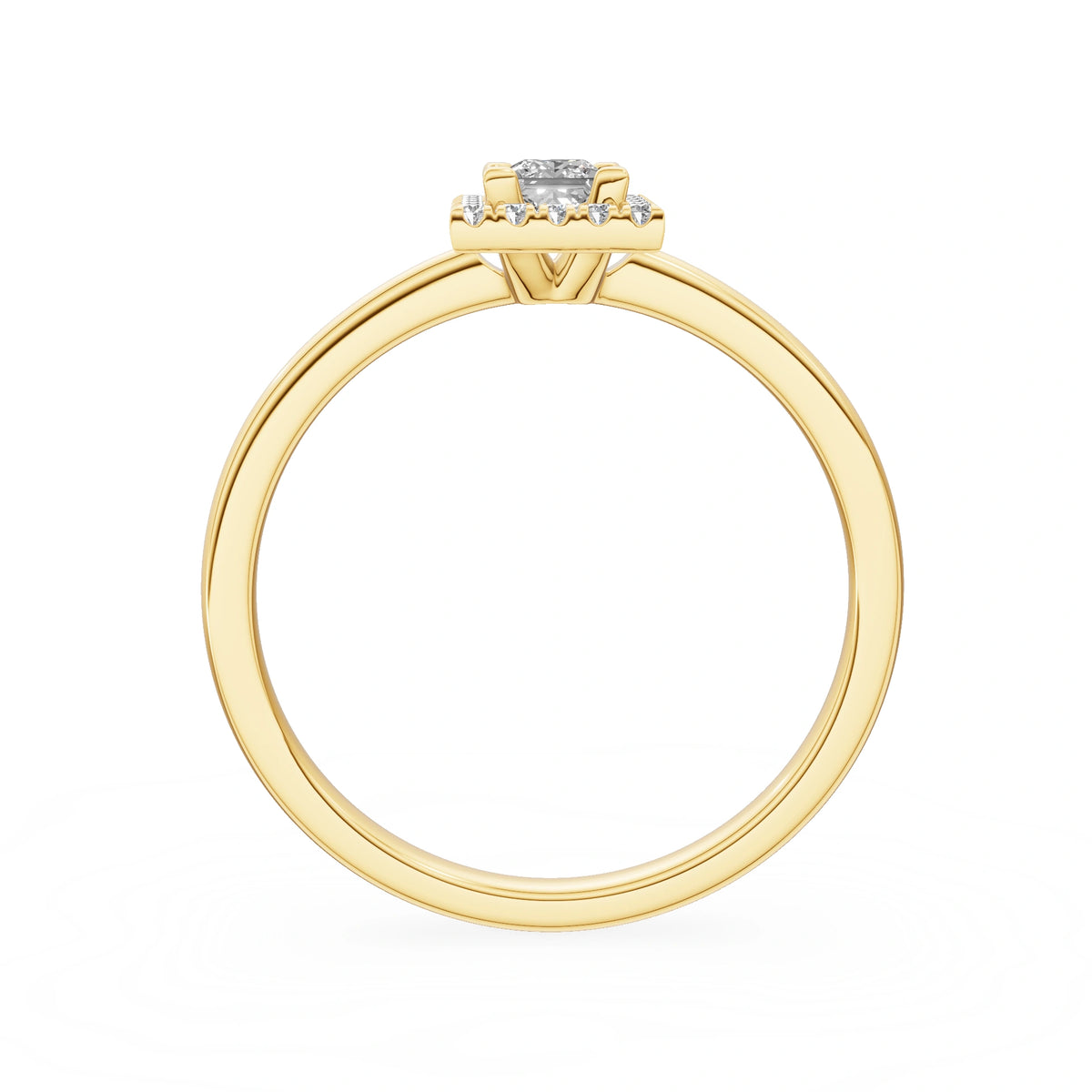 Yellow Gold 14K (585) Engagement Ring - Gremari Seven Aura with 0,15ct Lab Grown Diamond, Princess Cut