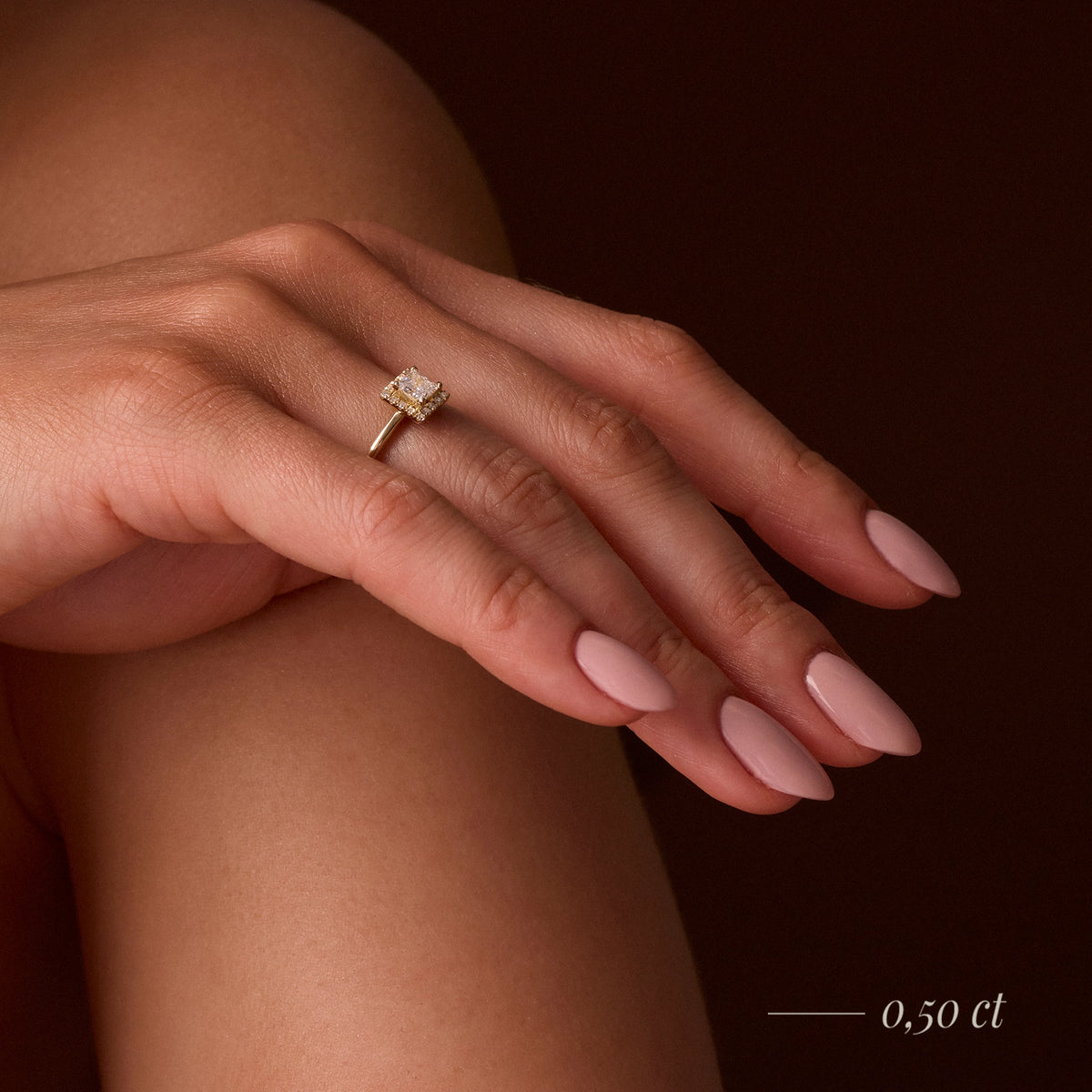 Yellow Gold 14K (585) Engagement Ring - Gremari Seven Aura with 0,15ct Diamond, Princess Cut