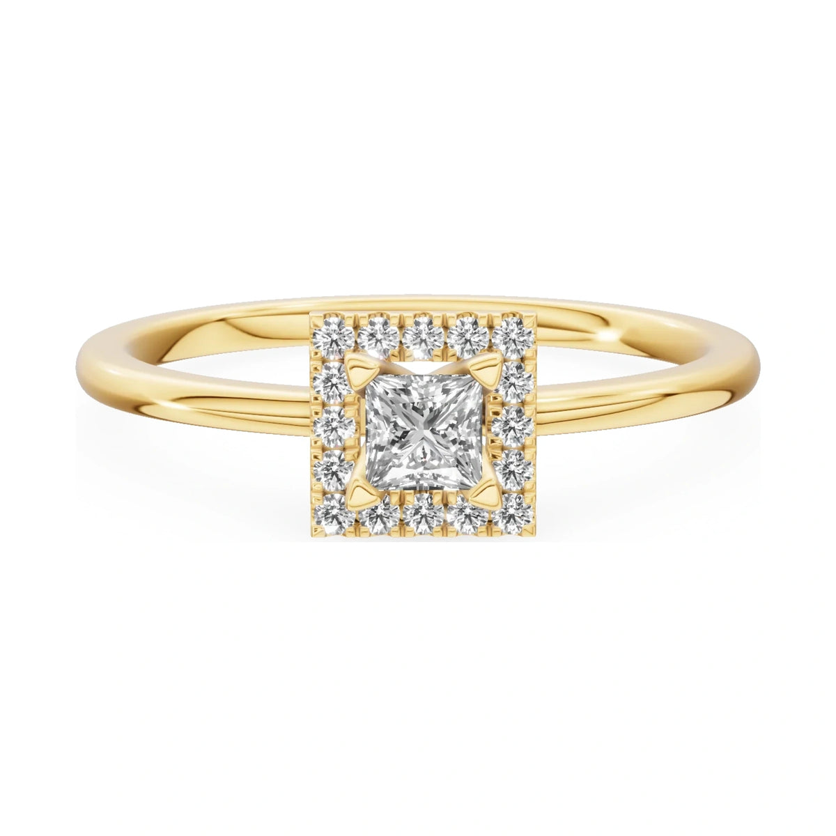 GREMARI Seven Aura 14K yellow gold engagement ring with 0.15 ct princess-cut natural diamond