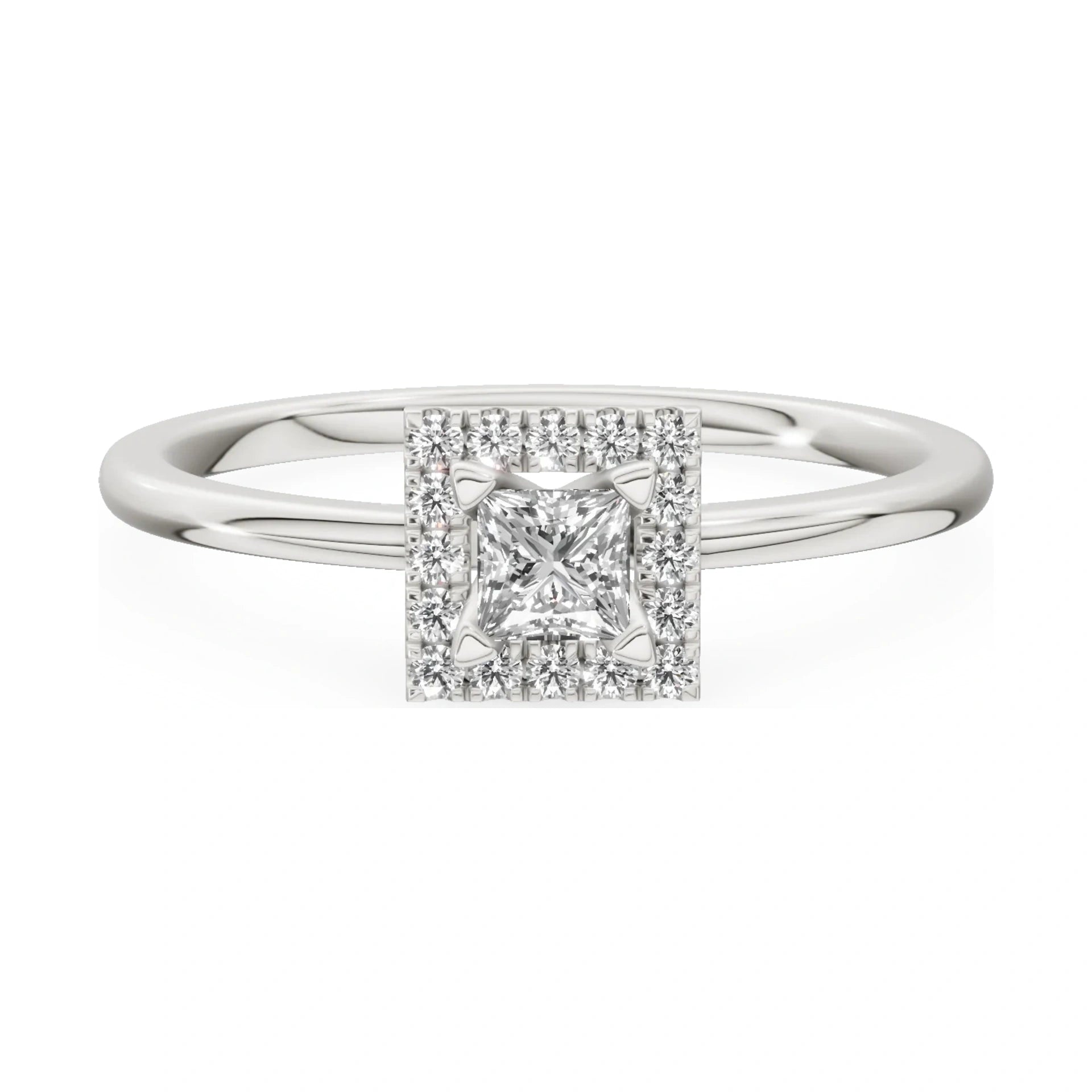 GREMARI Seven Aura 14K white gold engagement ring with 0.15 ct princess-cut natural diamond