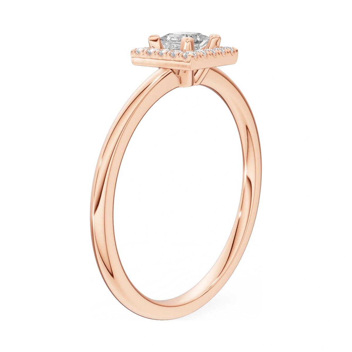 14K rose gold GREMARI Seven Aura ring with 0.15 ct princess-cut natural diamond