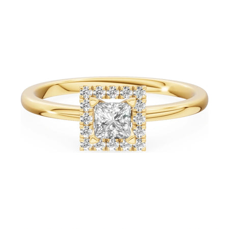 GREMARI Seven Aura 14K yellow gold engagement ring with 0.30 ct princess-cut natural diamond