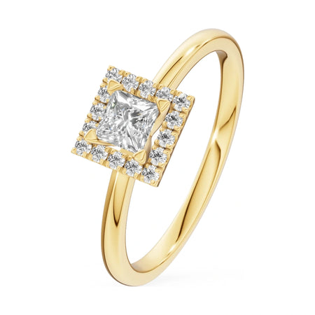 0.30 ct princess-cut natural diamond GREMARI Seven Aura engagement ring in 14K yellow gold