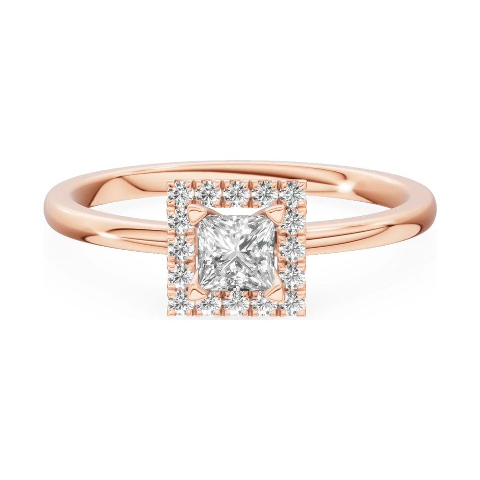 GREMARI Seven Aura 14K rose gold engagement ring with 0.30 ct princess-cut natural diamond