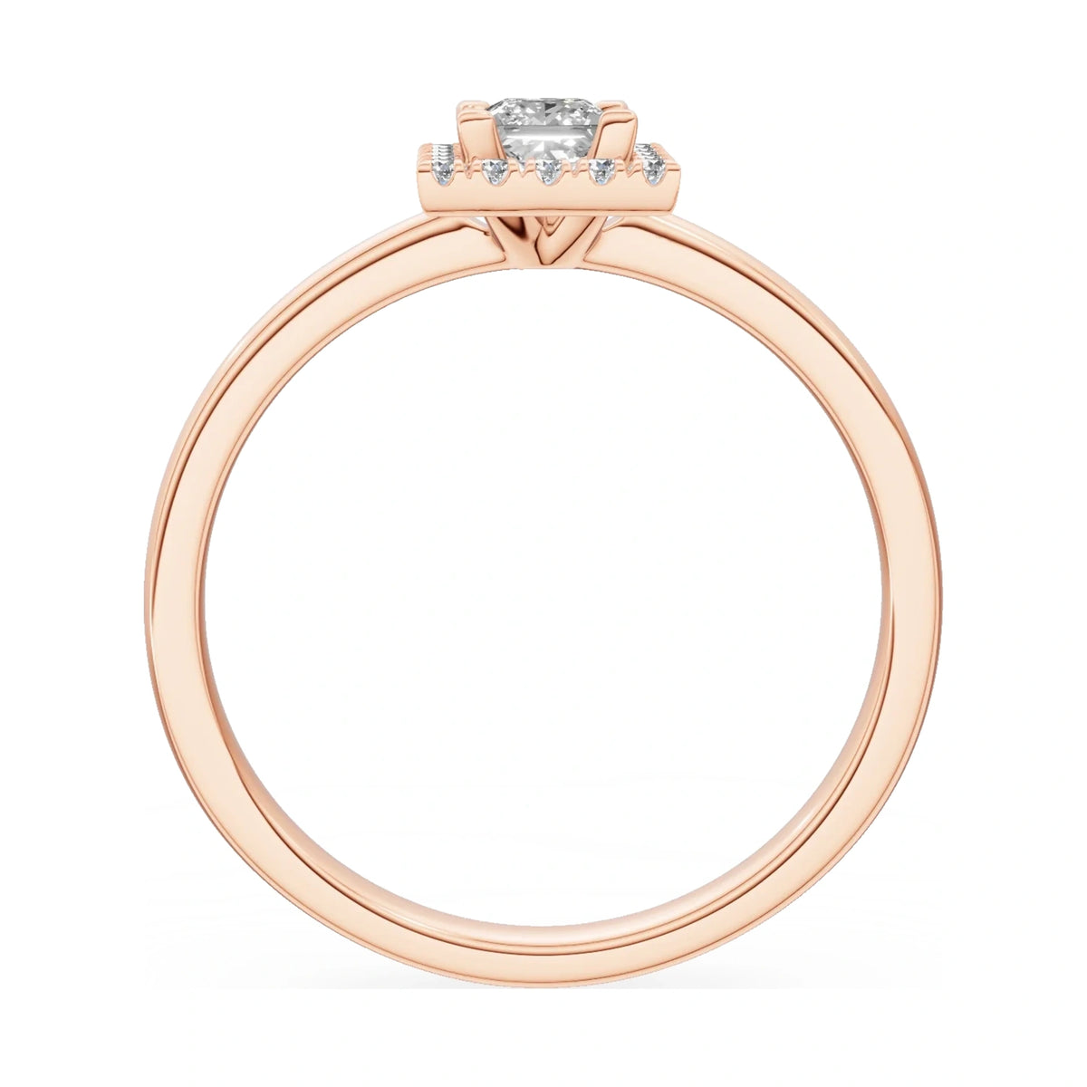 GREMARI Seven Aura princess-cut natural diamond engagement ring in 14K rose gold, 0.30 ct