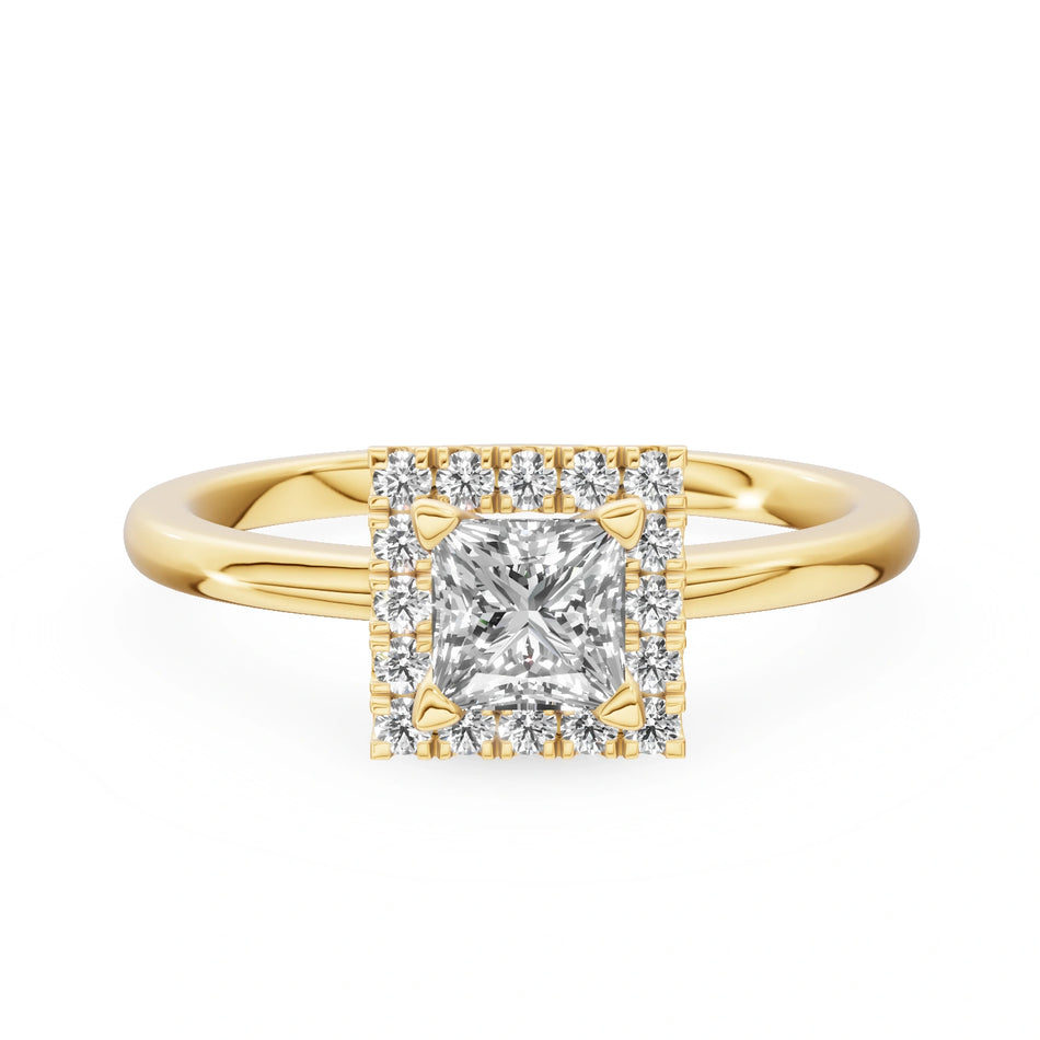 Yellow Gold 14K (585) Engagement Ring - Gremari Seven Aura with 0,50ct Diamond, Princess Cut