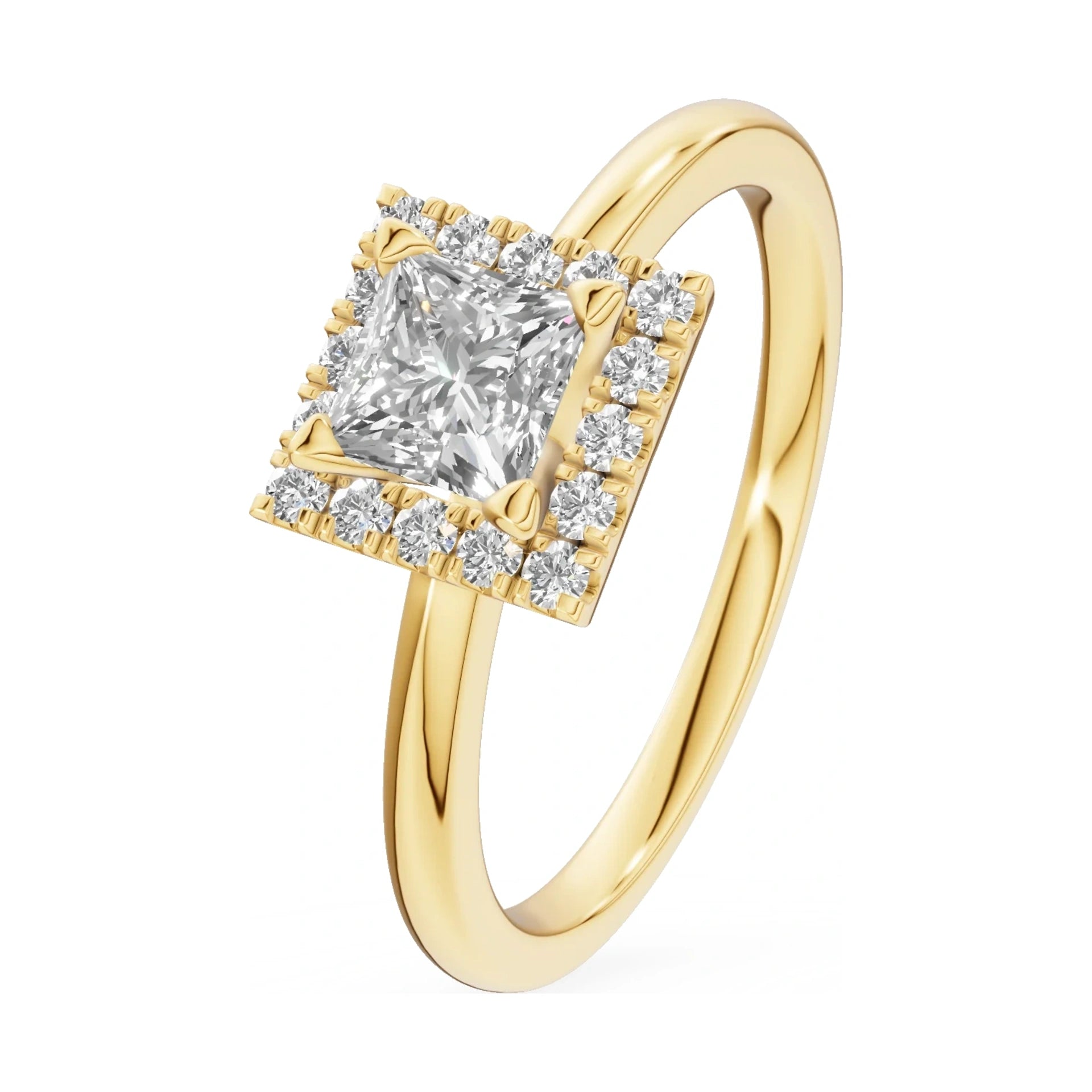 0.50 ct princess-cut natural diamond GREMARI Seven Aura engagement ring in 14K yellow gold