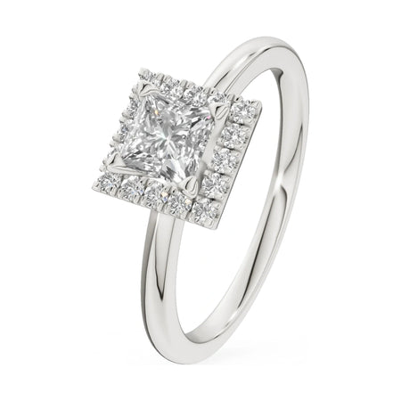 0.50 ct princess-cut natural diamond GREMARI Seven Aura engagement ring in 14K white gold