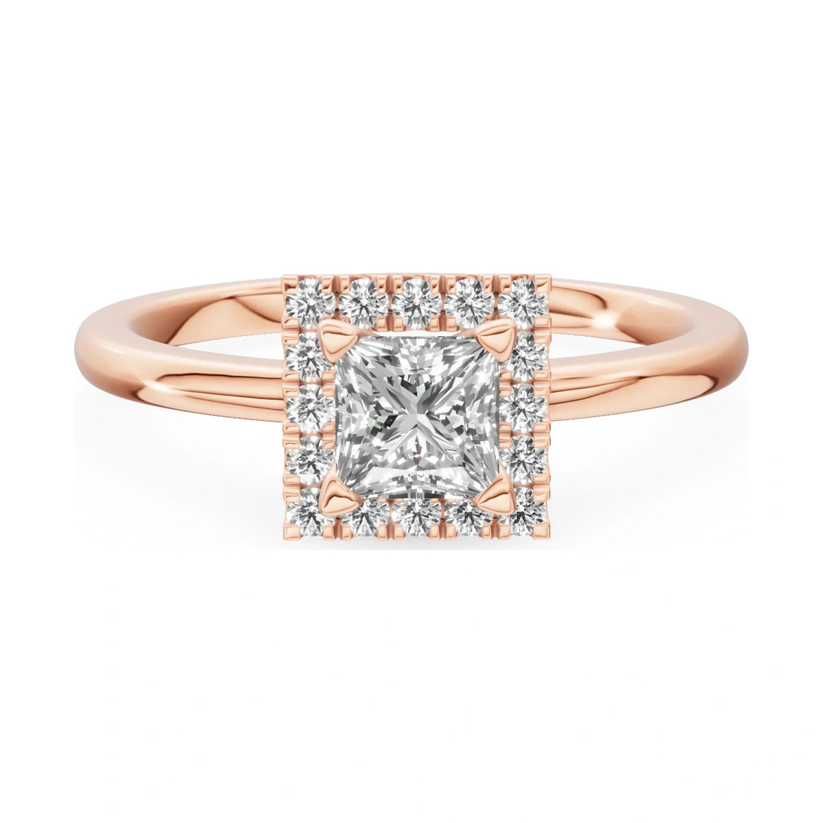 GREMARI Seven Aura 14K rose gold engagement ring with 0.50 ct princess-cut natural diamond