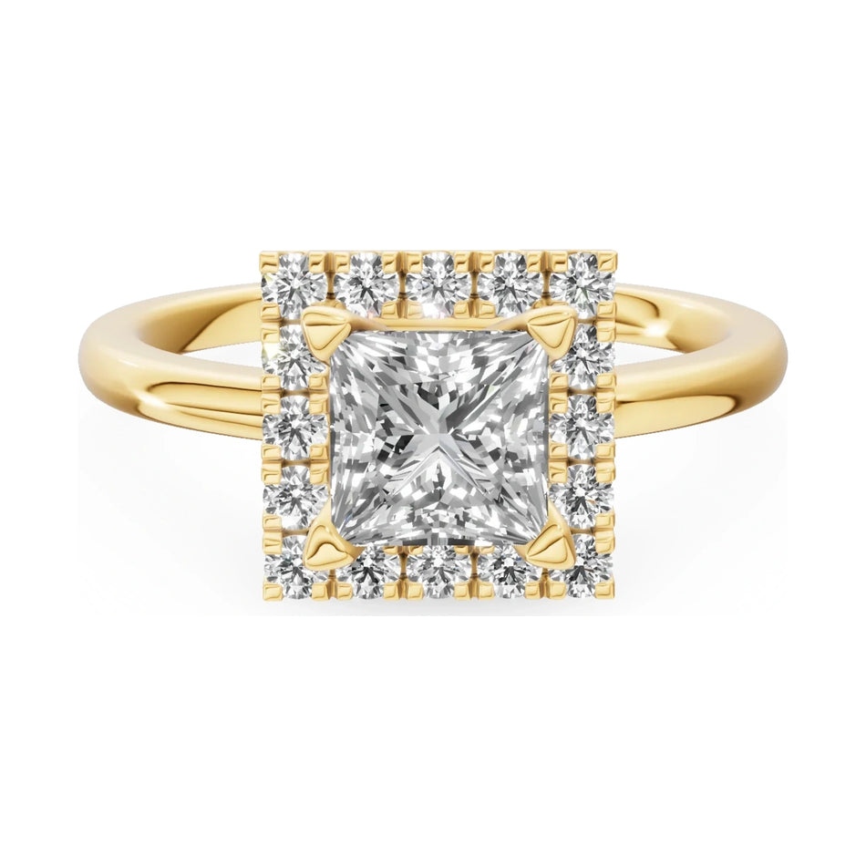 GREMARI Seven Aura 14K yellow gold engagement ring with 1.00 ct princess-cut natural diamond
