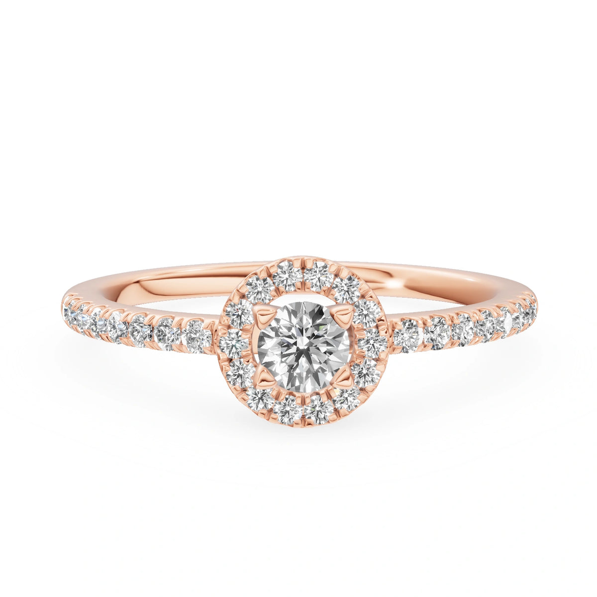 Rose Gold 14K (585) Engagement Ring - Gremari Seven Icon with 0,15ct Lab Grown Diamond, Round Cut