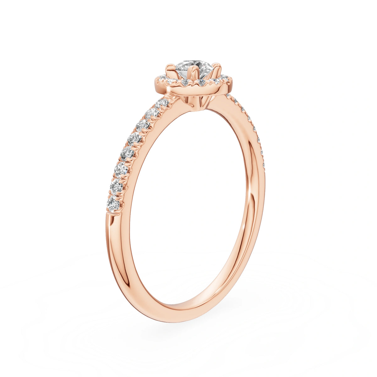 Rose Gold 14K (585) Engagement Ring - Gremari Seven Icon with 0,15ct Lab Grown Diamond, Round Cut
