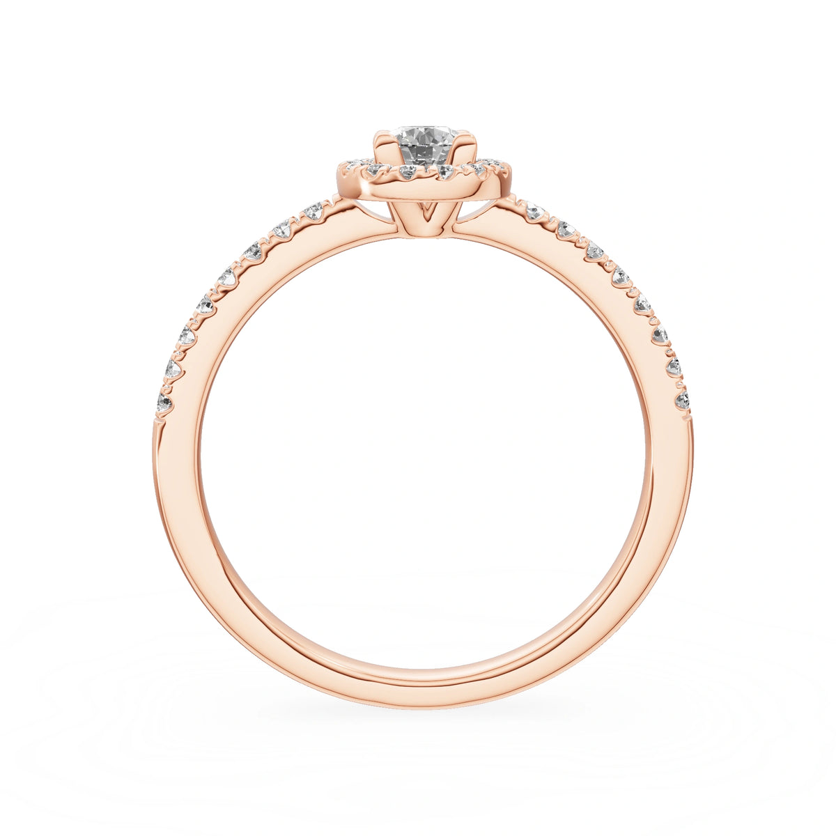 Rose Gold 14K (585) Engagement Ring - Gremari Seven Icon with 0,15ct Lab Grown Diamond, Round Cut
