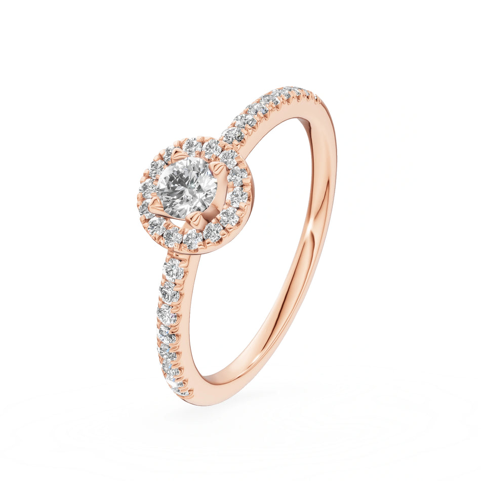 Rose Gold 14K (585) Engagement Ring - Gremari Seven Icon with 0,15ct Lab Grown Diamond, Round Cut