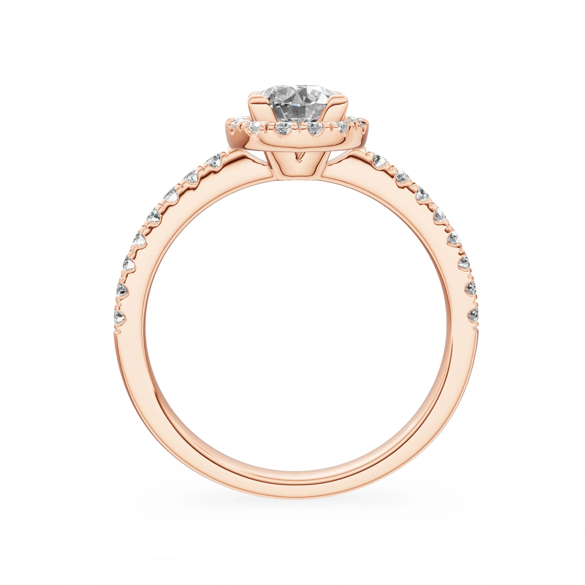 Rose Gold 14K (585) Engagement Ring - Gremari Seven Icon with 0,50ct Lab Grown Diamond, Round Cut