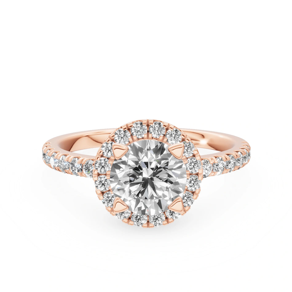 Rose Gold 14K (585) Engagement Ring - Gremari Seven Icon with 1,00ct Lab Grown Diamond, Round Cut