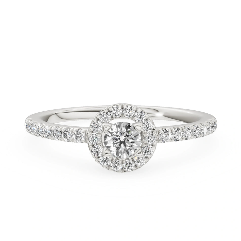 White Gold 14K (585) Engagement Ring - Gremari Seven Icon with 0,15ct Lab Grown Diamond, Round Cut