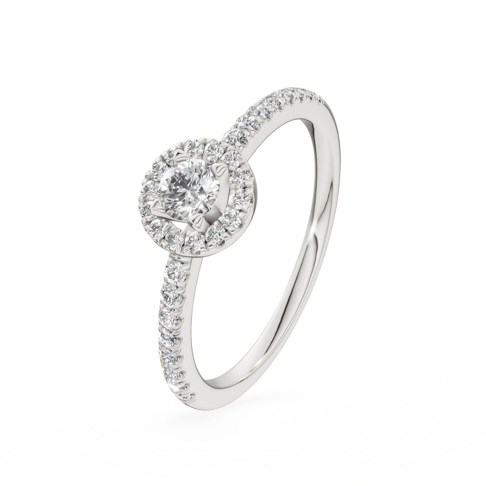 White Gold 14K (585) Engagement Ring - Gremari Seven Icon with 0,15ct Lab Grown Diamond, Round Cut