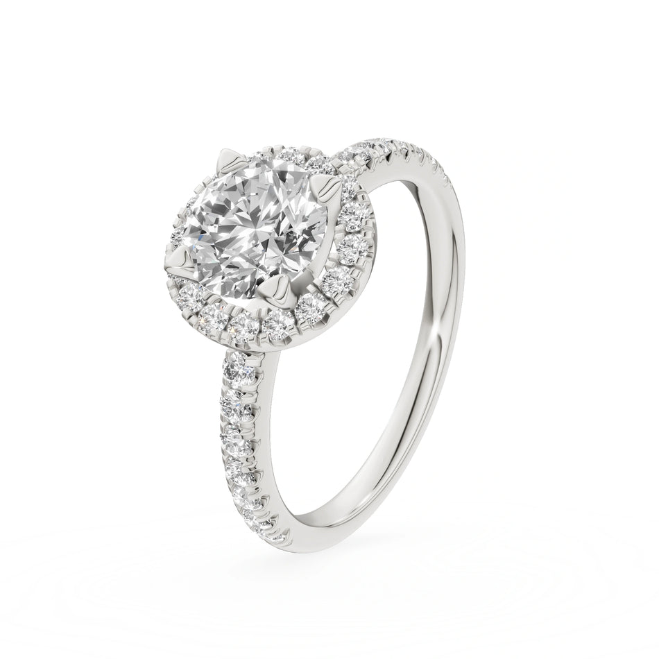 White Gold 14K (585) Engagement Ring - Gremari Seven Icon with 1,00ct Lab Grown Diamond, Round Cut