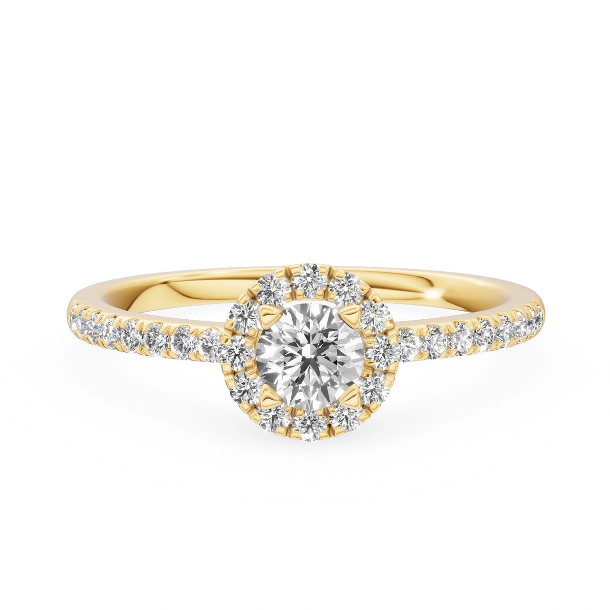 Bague de fiançailles en or jaune 14 carats (585) - Gremari Seven Promise avec diamant cultivé en laboratoire de 0,30 ct, taille ronde