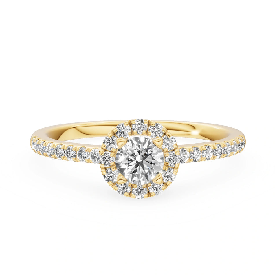 Yellow Gold 14K (585) Engagement Ring - Gremari Seven Icon with 0,30ct Lab Grown Diamond, Round Cut