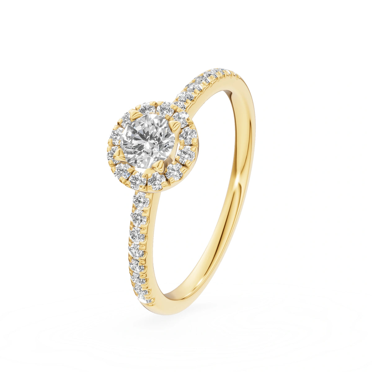 Bague de fiançailles en or jaune 14 carats (585) - Gremari Seven Promise avec diamant cultivé en laboratoire de 0,30 ct, taille ronde