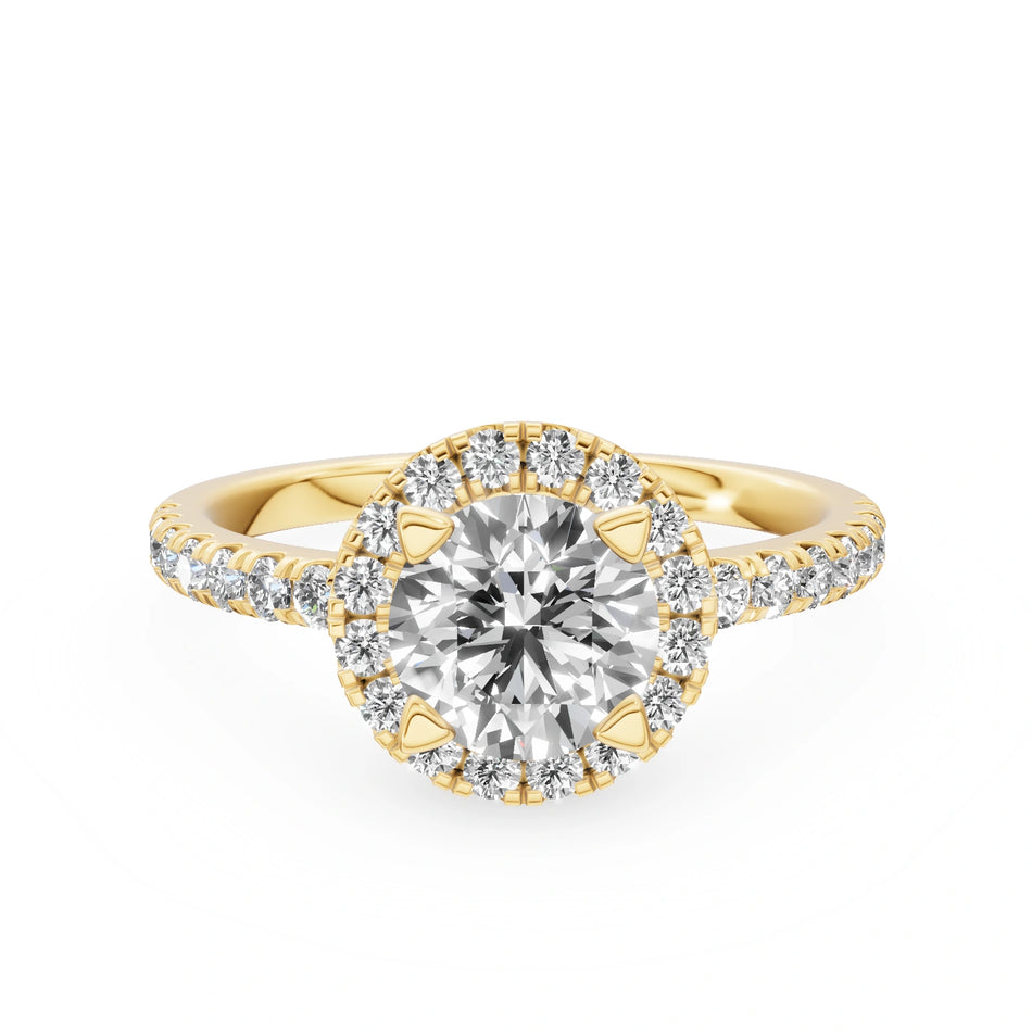 Yellow Gold 14K (585) Engagement Ring - Gremari Seven Icon with 1,00ct Lab Grown Diamond, Round Cut