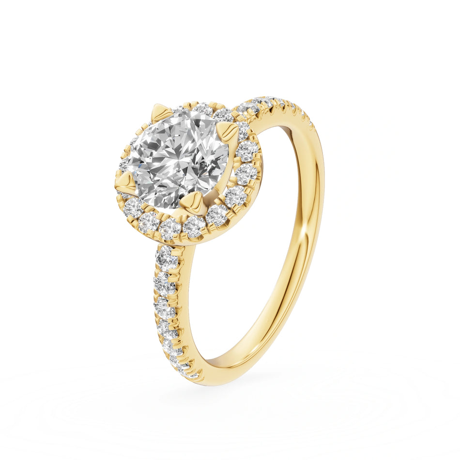 Yellow Gold 14K (585) Engagement Ring - Gremari Seven Icon with 1,00ct Lab Grown Diamond, Round Cut