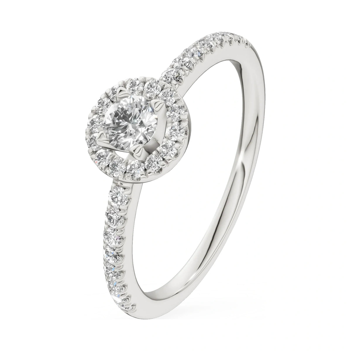 0.15 ct round-cut natural diamond GREMARI Seven Icon engagement ring in 14K white gold