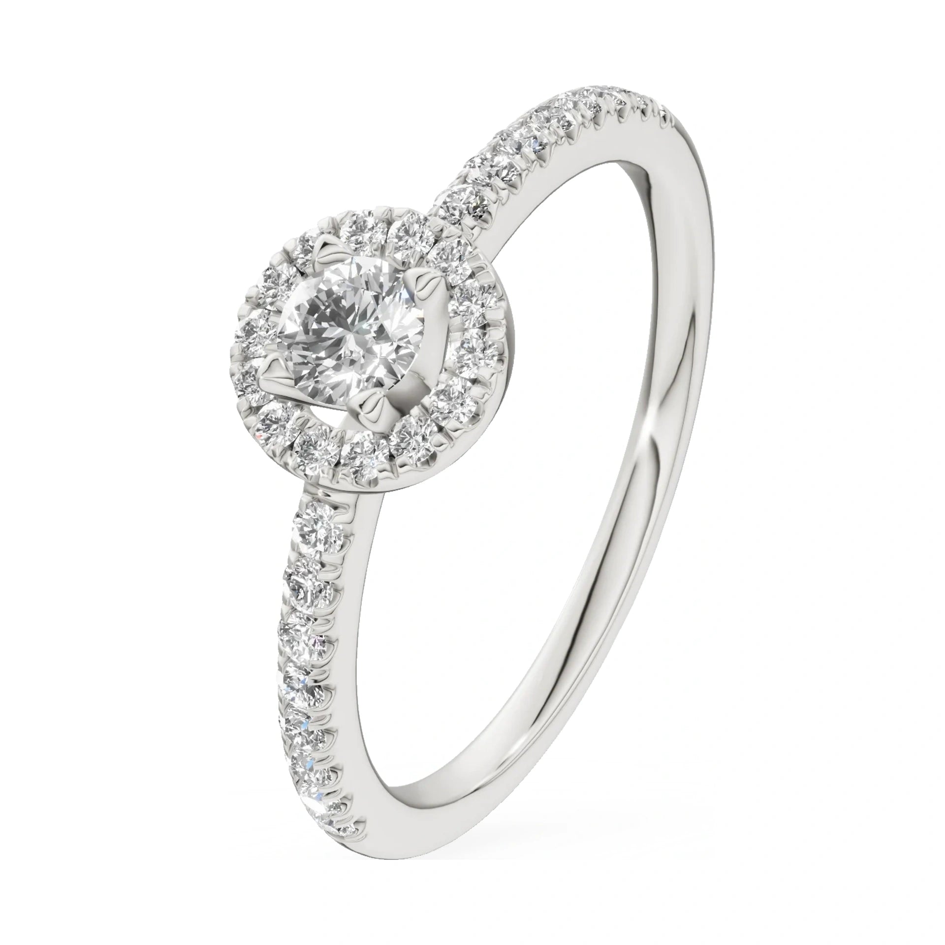 0.15 ct round-cut natural diamond GREMARI Seven Icon engagement ring in 14K white gold