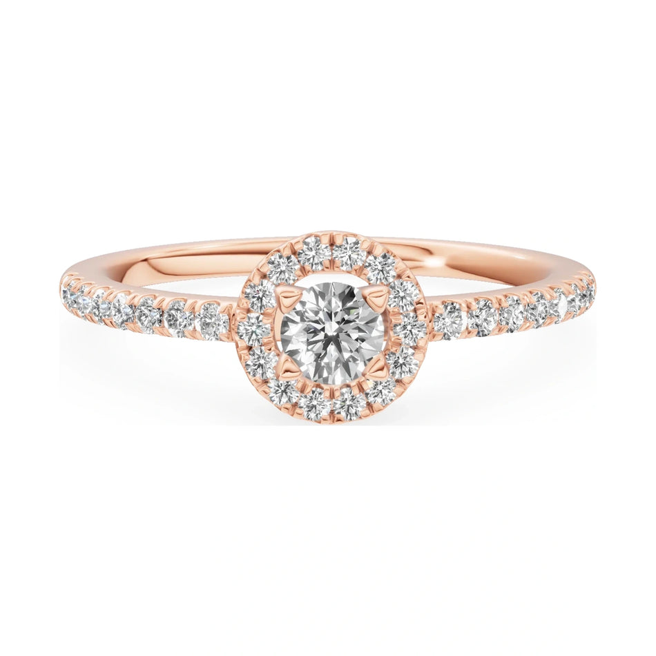 GREMARI Seven Icon 14K rose gold engagement ring with 0.15 ct round-cut natural diamond
