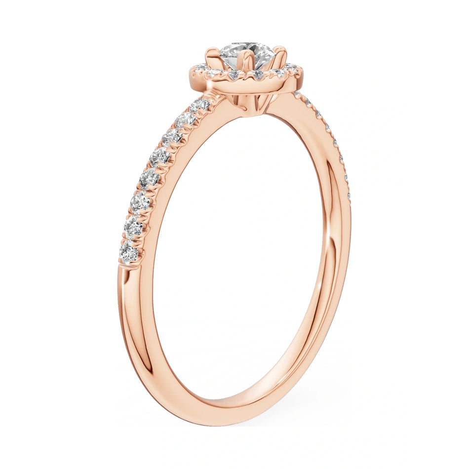 14K rose gold GREMARI Seven Icon ring with 0.15 ct round-cut natural diamond