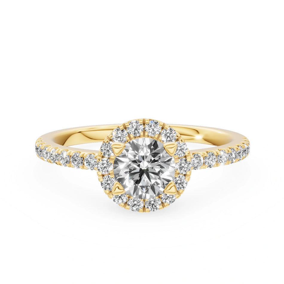 Yellow Gold 14K (585) Engagement Ring - Gremari Seven Icon with 0,50ct Diamond, Round Cut